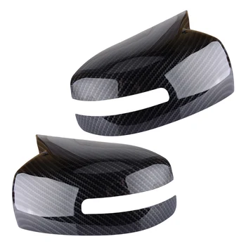 1 пара Ox Horn Боковая крышка зеркала заднего вида Крышка с легким отверстием Подходит для Mitsubishi Lancer EVO 2013-2016 Углеродное волокно Зернистый пластик