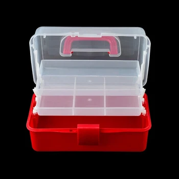  1 шт. Пластиковая коробка для хранения Красочная коробка для хранения с пластиковой ручкой Складной 3-слойный органайзер для хранения ювелирных изделий
