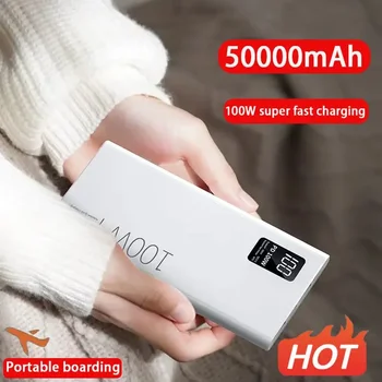 100 Вт Внешний аккумулятор высокой емкости 50000 мАч Быстрая зарядка Powerbank Портативное зарядное устройство для iPhone Samsung Huawei