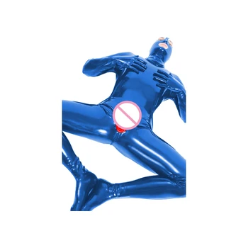 100% латекс резина мужское боди комбинезон Сексуальный темно-синий и красный универсальный костюм Размер XS-XXL