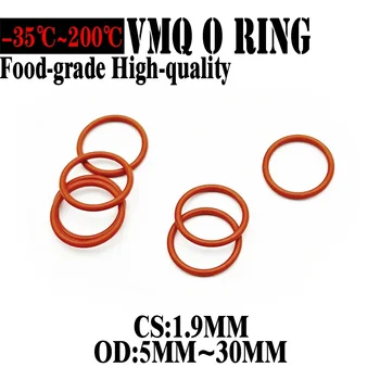 20 шт. Красное силиконовое уплотнительное кольцо VMQ CS1,9 мм наружный диаметр 5 мм ~ 30 мм Водонепроницаемая шайба FoodGrade Резиновая изолированная O-образная уплотнительная прокладка