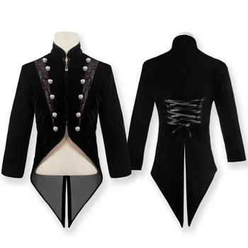 2022 Новый средневековый пиджак Velet с длинным рукавом стимпанк викторианский костюм для мужчин Фрак Винтаж Свадебный костюм Nobel Cosplay