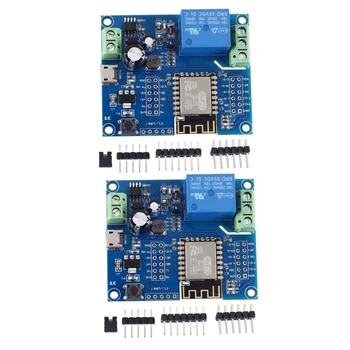 2X модуль релейного контроллера WIFI, модуль беспроводного контроллера постоянного тока 5 В 8 В-80 В ESP8266 ESP-12F для приложения 