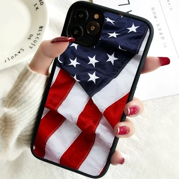 5 5S SE 2020 Чехол для телефона для iPhone 6 6S 7 8 PLUS X XS XR 11 12 13 MINI 14 PRO MAX Резиновый американский флаг Статуя Свободы