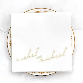 50 персонализированных имен коктейльная салфетка - винтажная салфетка с современным шрифтом - тиснение фольгой, льняные салфетки для вечеринок, свадьба, помолвка