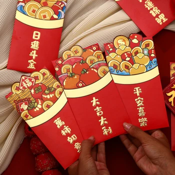 6 шт. Китайский Новый год Счастливый красный конверт Символ Дракона Год 2024 Деньги Карманный Конверт Зодиак Дракон Карман Новогодние принадлежности