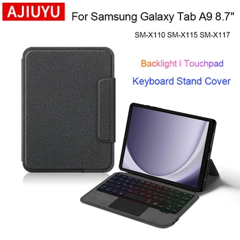 AJIUYU Волшебная клавиатура с подсветкой для Samsung Galaxy Tab A9 8,7-дюймовый SM-X110 SM-X115 Чехол Испанский Корейский AZERT Португальская клавиатура