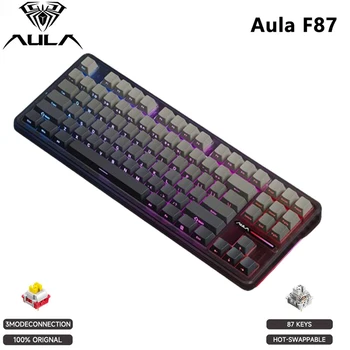 Aula F87 Механическая клавиатура 3 режима 2.4G / USB / Bluetooth Трехрежимная беспроводная клавиатура 87 клавиш с горячей заменой RGB PBT Игровая клавиатура