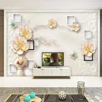 beibehang Пользовательские обои 3d фотообои ручной росписи стерео ювелирные изделия роза ваза коробка телевизор фон обои 3d papel de parede