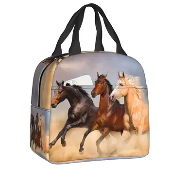  Custom Horse Lunch Bag Теплый охладитель Изолированные ланч-боксы для женщин Дети Школьная работа Пикник Еда Контейнер Tote