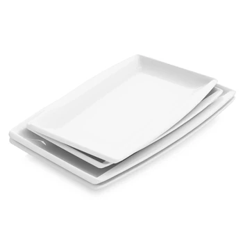 MALACASA Blance Наборы фарфоровых обеденных тарелок из 4 предметов с прямоугольными тарелками 11 