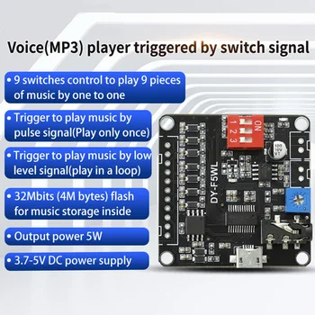 MP3 Модуль голосового плеера класса D 32 МБит Flash Sound Музыкальный плеер Голосовые подсказки Устройство голосового вещания Триггерный усилитель