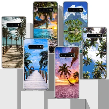 Summer Beach Sunset Sea Palm Мягкий силиконовый чехол для телефона для Samsung Galaxy S23 S22 Ultra S21 S20 FE S10 Plus S10E S9 S8 + S7