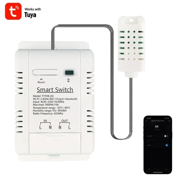 Tuya Smart Wifi Switch 3000 Вт 16 А Белый пластик 94X57x32 мм с монитором энергопотребления
