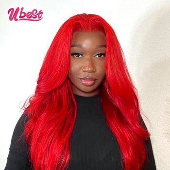 Ubest 30 дюймов Highlight Red Color Body Wave Lace Front Human Hair Wigs Для черных женщин Кружевной фронтальный парик 30 дюймов 13x4 Закрытие Парик