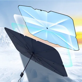 V-образный вырез V-образным вырезом Автомобильный солнцезащитный зонтик Складной зонтик в стиле зонтика Козырек лобового стекла Оснащен сумкой для хранения Теплоизоляционная ткань
