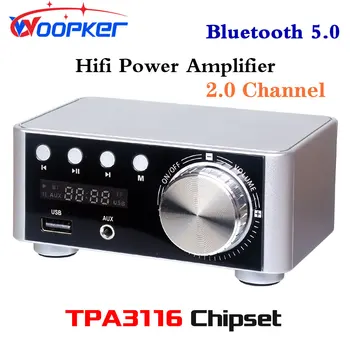 Woopker Hifi усилитель мощности TPA3116 50 Вт x 2 канала 2.0 Bluetooth 5.0 Цифровой домашний аудиоусилитель USB U-Disk TF AUX Музыкальный плеер