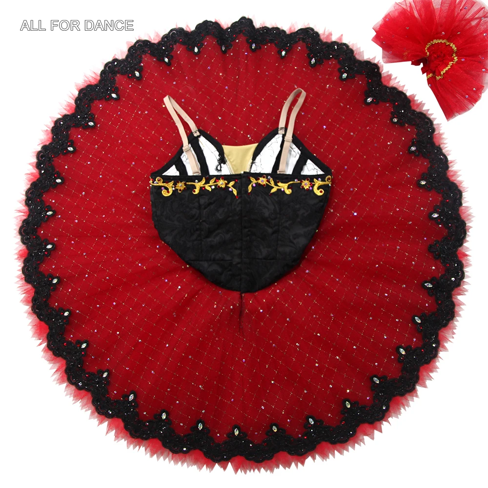 B23059 Индивидуальный черный лиф с красной пачкой для блинов Профессиональный балетный костюм для девочек и женщин Платье балерины