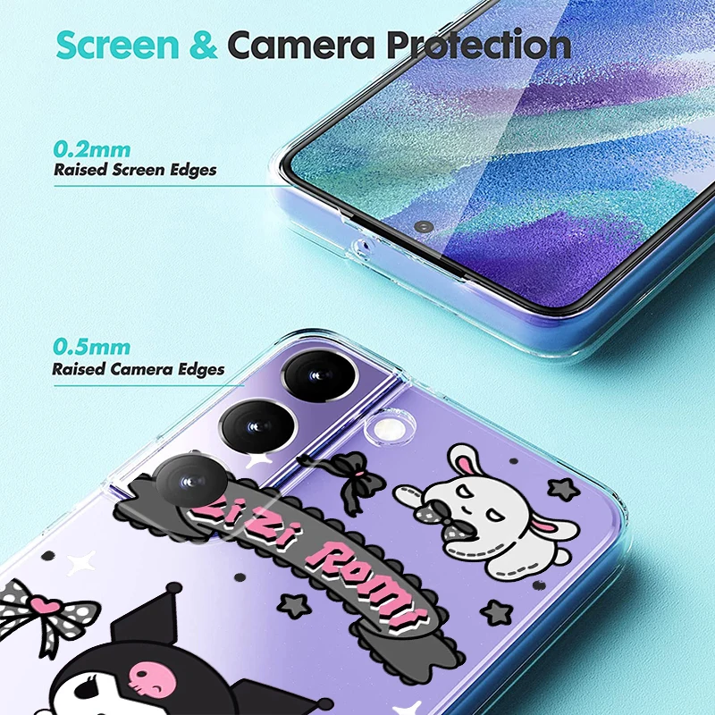 Kuromi Cartoon Sanrio Art Для Samsung Galaxy S23 S22 S21 S20 FE S10 S10E S9 Plus Ultra Pro Lite 5G Прозрачный чехол для телефона