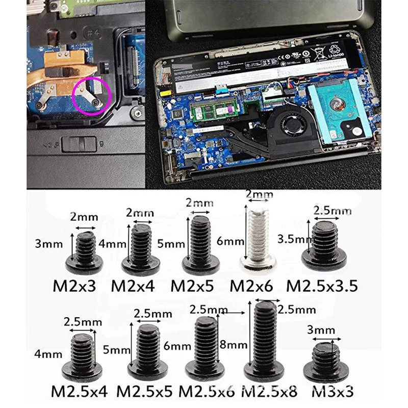 500 шт. Универсальный комплект для замены винтов для ноутбука M2, M2.5, M3 для Lenovo Toshiba Gateway Samsung HP IBM Dell Acer Asus