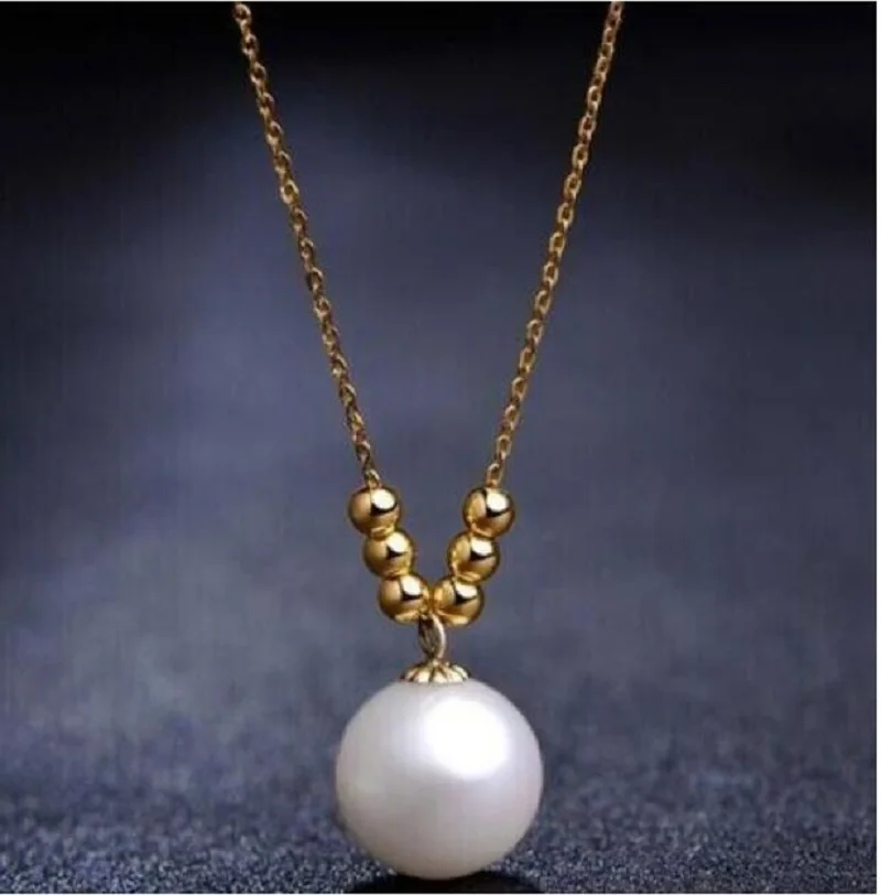 Гигантское ожерелье AAAA 11-12 мм Южно-Китайское море Белый круглый жемчужный кулон 925s