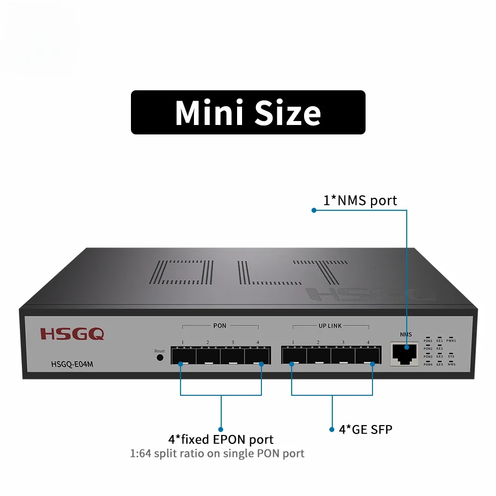 HSGQ-E04M OLT EPON 4-портовое гигабитное мини-оптоволоконное оборудование GEPON MA5608t FTTH