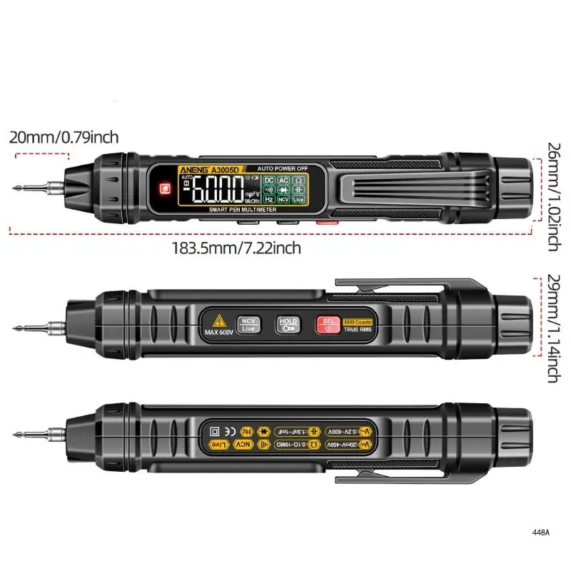 Цифровой мультиметр Тип ручки Мультитестер Автоматические диапазоны Напряжение Емкость ОмNCV Гц Диод Живые провода Тестер Измеритель