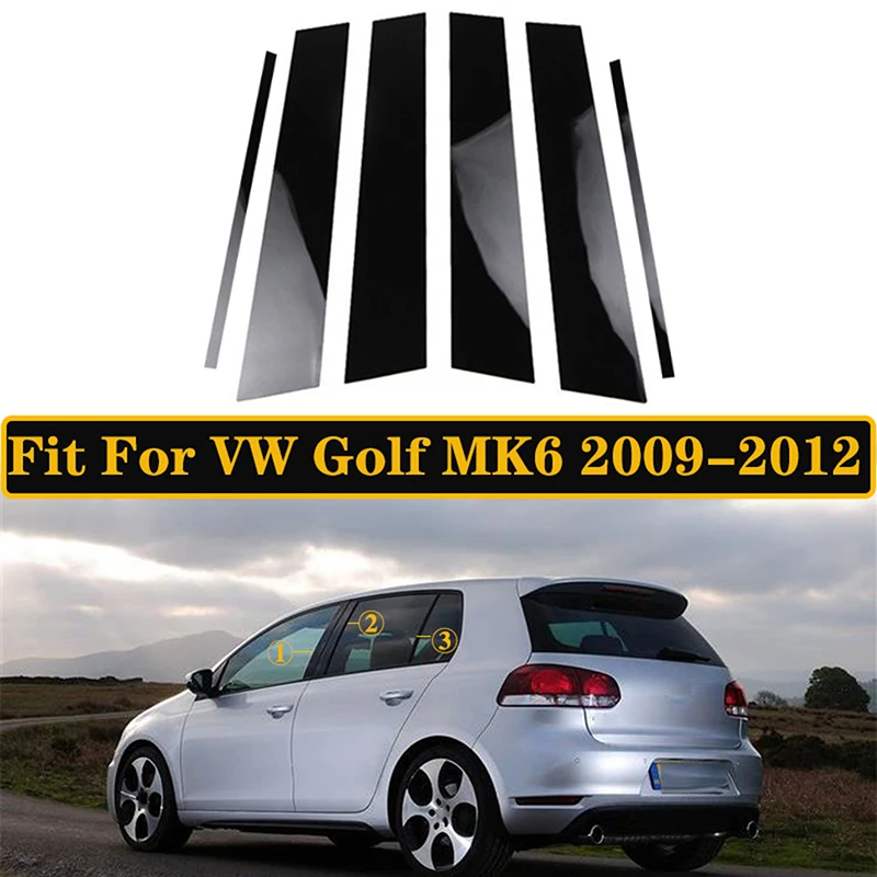 6 шт./комплект для VW Jetta Sport Wagon 2010-2014 Fit Golf MK6 Дверные оконные стойки Отделка Молдинг Крышка Комплект Декоративные аксессуары