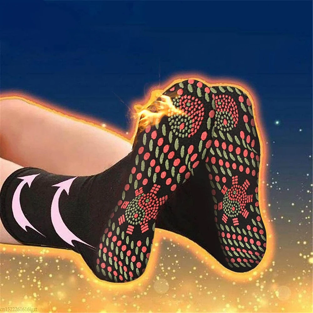 Самонагревающиеся носки Мужчины Женщины Массаж ног Магнитная терапия Носки для здоровья Нескользящие точки Снимают усталость Зимняя лихорадка Теплое снаряжение