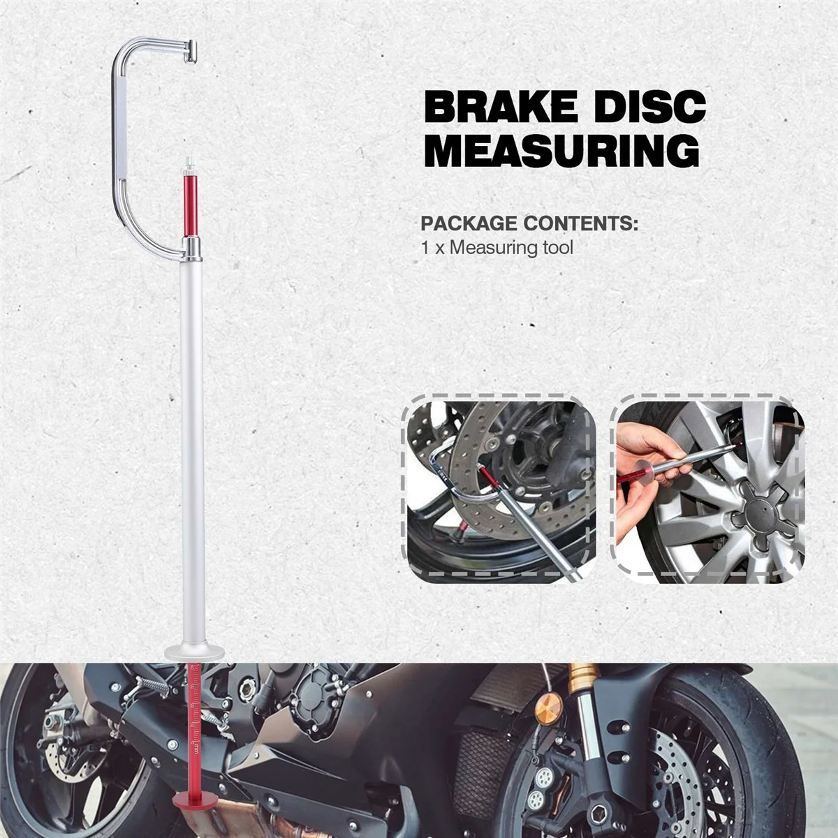  Инструмент для измерения тормозных дисков 0-45 мм Линейка для измерения толщины суппортов для мотоциклов Автомобили Тест на износ тормозных дисков Обнаружение