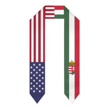 Выпускной пояс Венгрия и США Флаг Соединенных Штатов Палантины Шали Выпускник Wraps Scraf Международная студенческая гордость Подарки