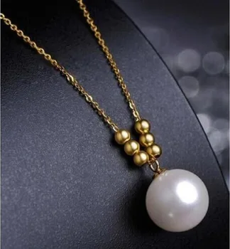 Гигантское ожерелье AAAA 11-12 мм Южно-Китайское море Белый круглый жемчужный кулон 925s