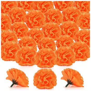  Головки цветов календулы оптом, 100 шт. Головки искусственных цветов для поделок гирлянд, шелковые фархатцы искусственные цветы, апельсин