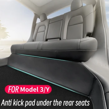  для Tesla Model 3 Y Заднее сиденье Нижний защитный коврик Кожа Полный объемный протектор подушки Антигрязный Kick Pad Автомобильные аксессуары