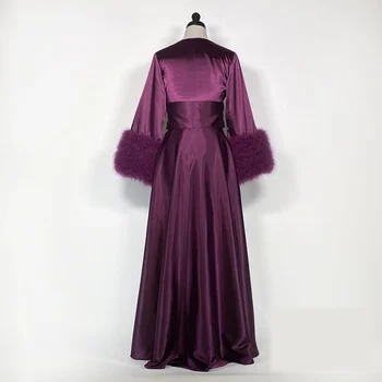 Зимняя пижама Длина до пола Изготовленный на заказ длинный халат с мехом Женщины Дизайнерское платье для сна