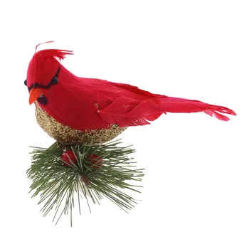 Кардинальный зажим с поддельной птицей Милое украшение для рождественской елки Пена и бархатная птица Праздничная вечеринка Украшение Красная Птица Высокое Качество