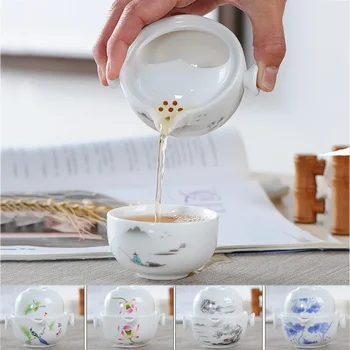 Керамический чайный сервиз Включает в себя 1 чайник 1 чашка, высококачественная элегантная и легкая гайвань, красивый и легкий чайник для чайника, кунг-фу тизет