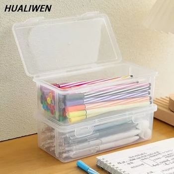  Коробка для хранения карандашей, прозрачная коробка для хранения канцелярских принадлежностей большой емкости, держатель для ручек, цветной свинец, детская живопись мелками и