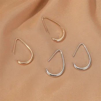  Легкие каплевидные серьги-кольца для женщин Позолоченные овальные серьги с высоким эффектом Ювелирные изделия Подарок для женщин Девочки-подростки