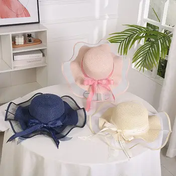 Мода Складной Большой Полей Летний пляж Кепка в корейском стиле Соломенная кепка Женская шляпа Шляпа от солнца