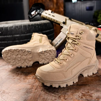 Мужские тактические ботинки Армейские ботинки Мужские военные пустынные водонепроницаемые лодыжки Мужские уличные ботинки Рабочая защитная обувь Альпинистская походная обувь