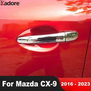  Накладка крышки дверной ручки для Mazda CX9 CX-9 2016 2017 2018 2019 2020 2021 2022 2023 Хром Молдинг автомобиля Защелка Внешние аксессуары