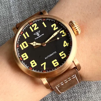 Новое поступление настоящих бронзовых наручных часов с большим циферблатом 47 мм корпус CUSN7 супер светящееся сапфировое стекло 20ATM NH35 Автоматические мужские часы