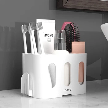 Новый держатель для зубных щеток для ванной, электрический держатель для зубных щеток, настенный с 5 слотами и 2 белыми отверстиями для подвешивания Предметы домашнего обихода