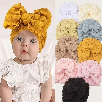  Новый детский пузырь большой бант фетальная шапочка младенец однотонный пуловер подходит для окружности головы 36-40 см 0-2 лет