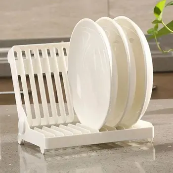 Пластиковая складная стойка для посуды Белая складная сушилка для посуды Тарелка для чаши Органайзер для кухонной чаши Тарелка для посуды