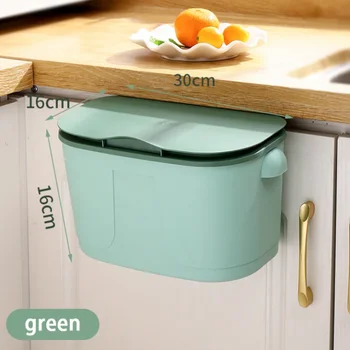 Подвесное мусорное ведро Подходит для кухни Кухонная корзина для переработки мусора большой емкости Настенный мусорный бак для ванной комнаты с крышкой 1 шт
