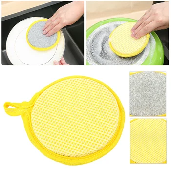  Простая практичность Щетка для мытья посуды Двусторонняя губка для мытья посуды Инструмент Ткань для чистки кухни Мягкая абсорбирующая многоразовая