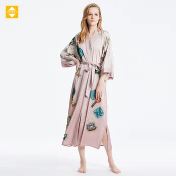 Прямые продажи с фабрики Шелковая пижама Ханчжоу 100% шелк Малбери, новая повседневная удлиненная домашняя одежда, может быть зарезервирована ткань