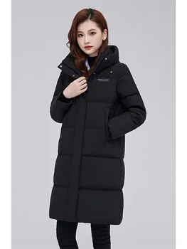 Пуховое хлопковое пальто Женщины 2023 Зима Новая Мода Корейское утолщенное теплое пальто с капюшоном